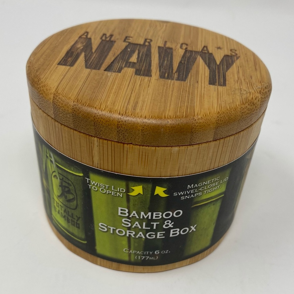 Totally Bamboo Salt Box U.S. Navy Bamboo Container - Picture 3 of 6
